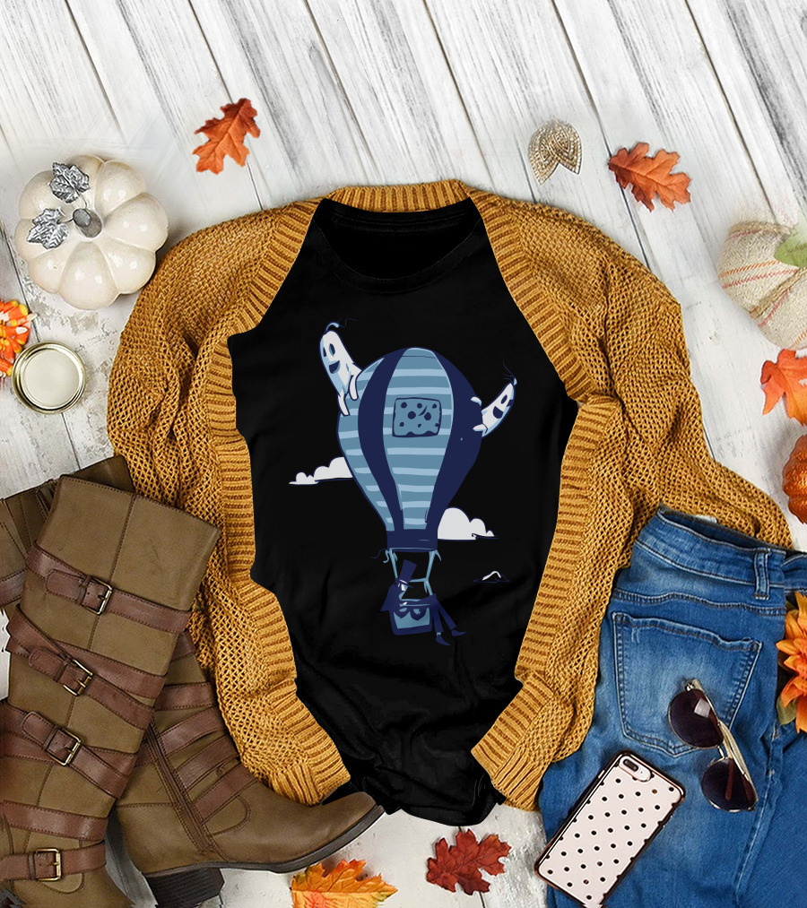 I Want To Go Far Away Ghosts on Hot Air Balloon Adventure T-Shirt
