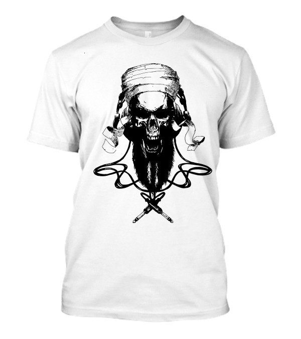 Osama Beat Label Skull Turban Headphones Crossed Cables T-Shirt
