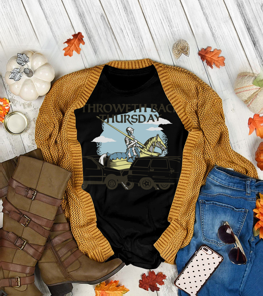Throweth Back Thursday Medieval Knight Car Jousting Scene T-Shirt