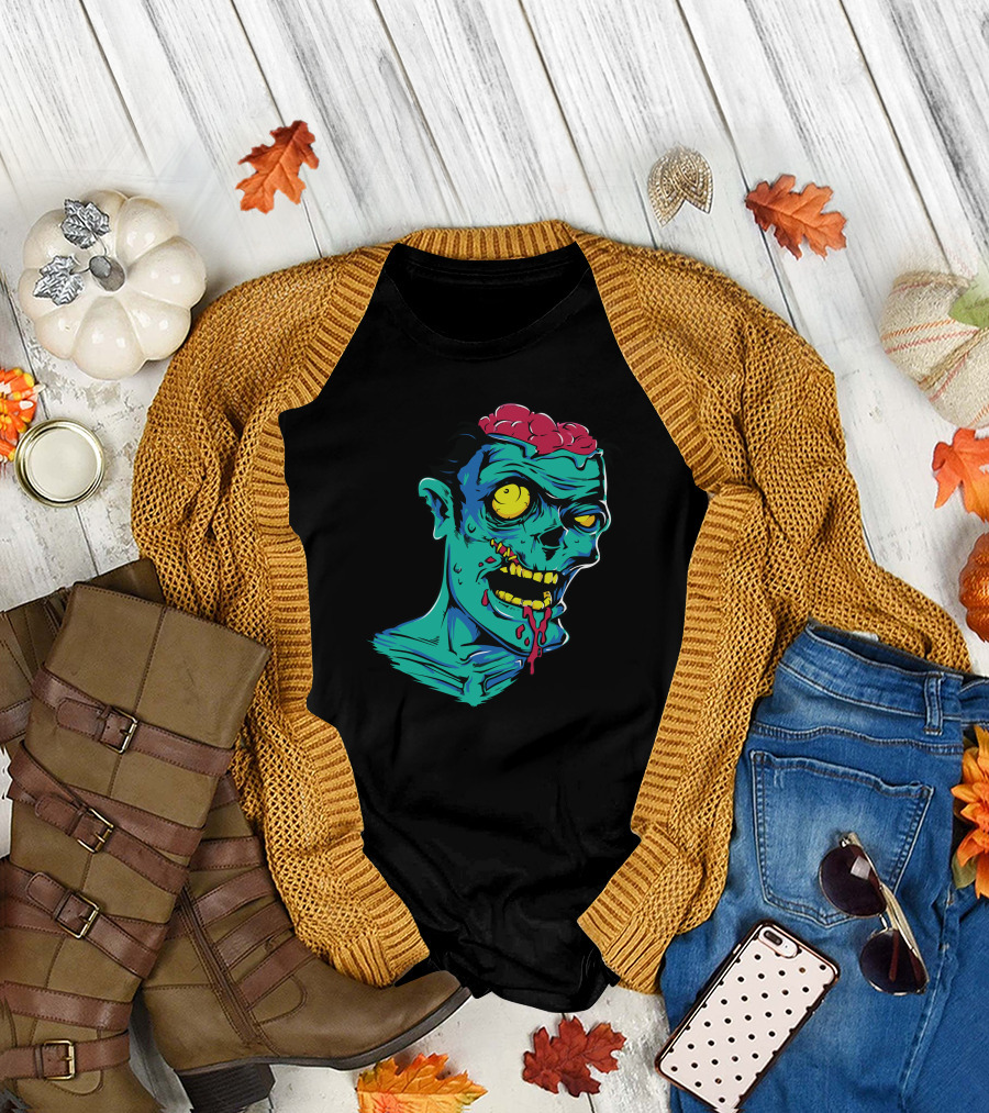 Zombie Brains Dripping Undead Horror T-Shirt