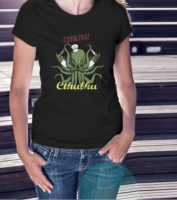 COOKING With Cthulhu Chef Tentacles T-Shirt