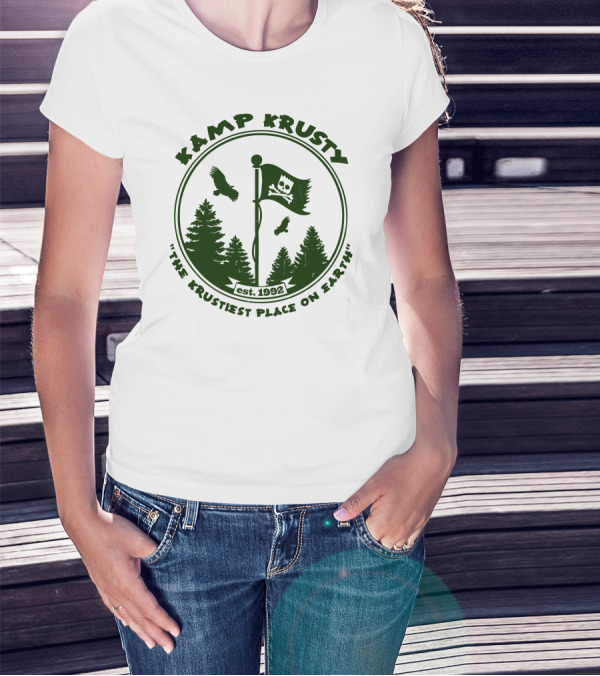 Kamp Krusty The Krustiest Place On Earth Year One Eagle Trees Badge T-Shirt
