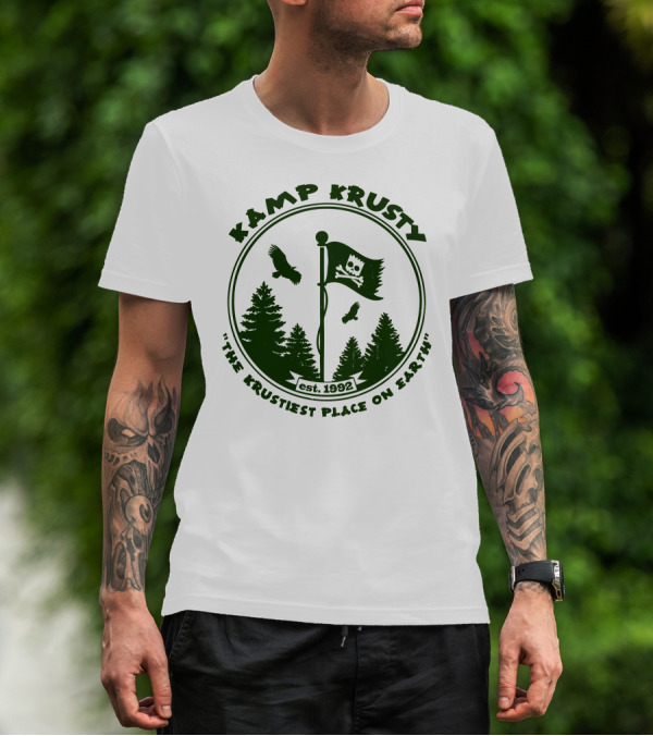 Kamp Krusty The Krustiest Place On Earth Year One Eagle Trees Badge T-Shirt