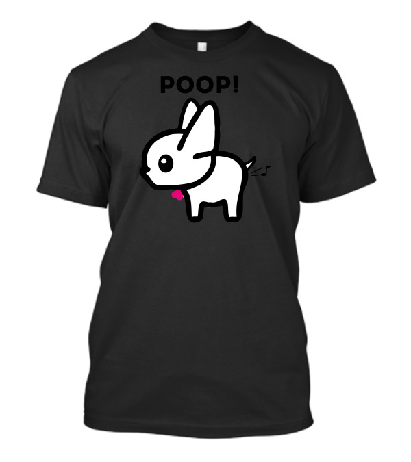 POOP Little Note Cute Cartoon Bunny Image T-Shirt