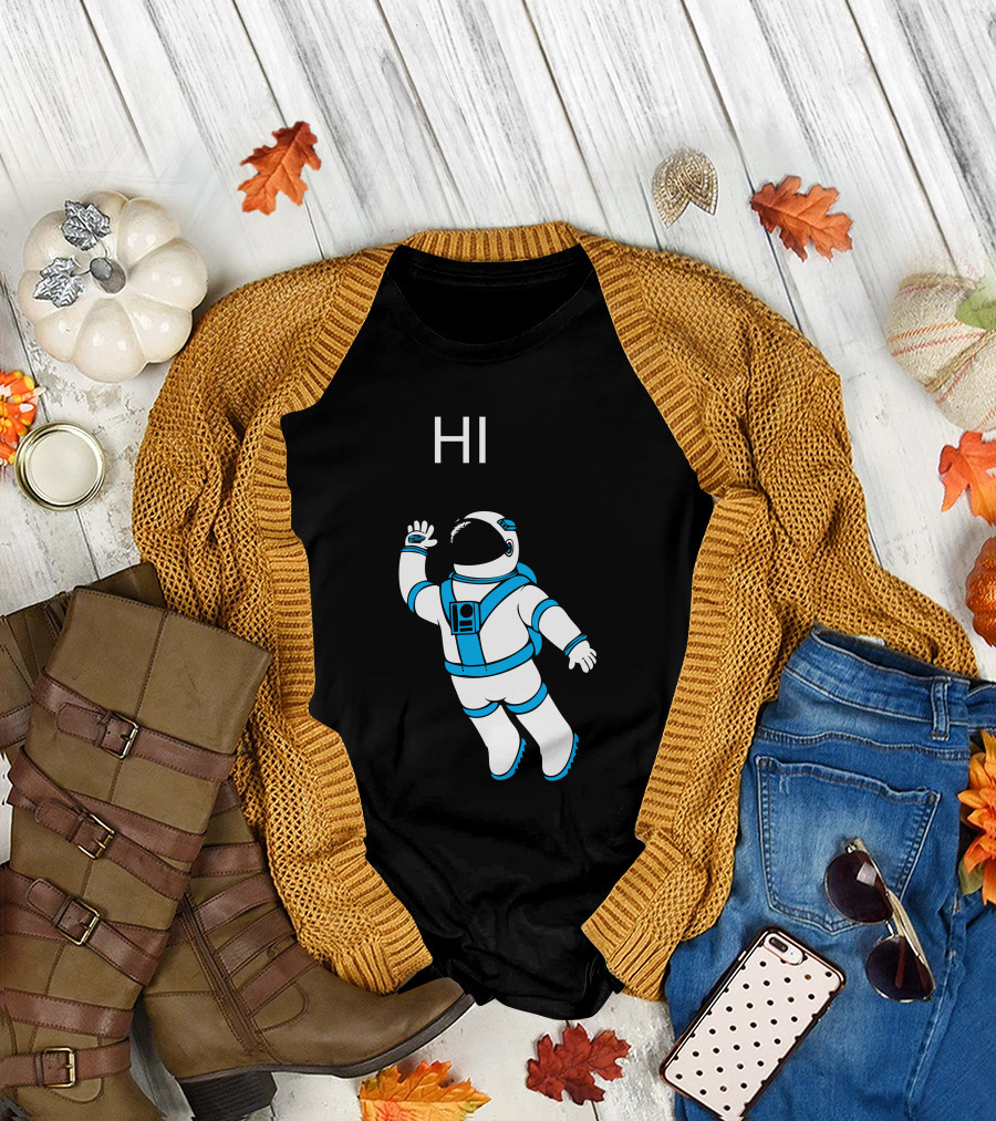 Hi from Space with Astronaut Waving T-Shirt