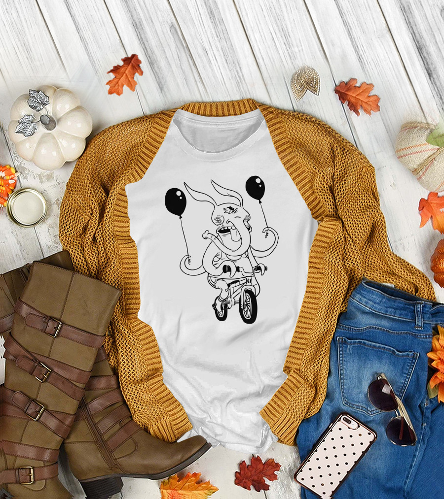 Unstable Bike Tentacled Creature with Balloons on Bicycle T-Shirt