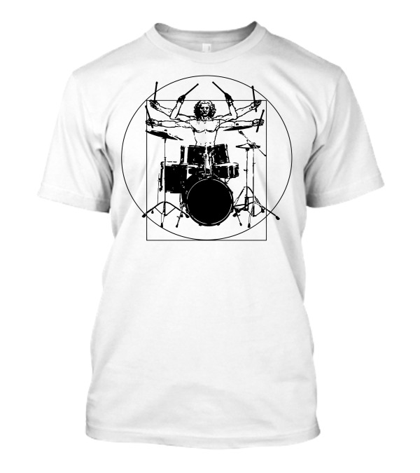 Drummer Vitruvian Man Drum Kit Circle T-Shirt