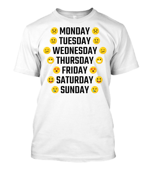 Emoji Faces For Each Day Of The Week Monday To Sunday T-Shirt