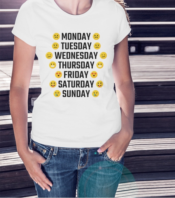 Emoji Faces For Each Day Of The Week Monday To Sunday T-Shirt