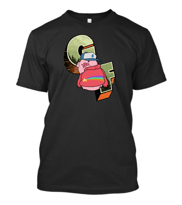 Gravity Falls Waddles Rainbow Sweater GF Letters Forest Background T-Shirt