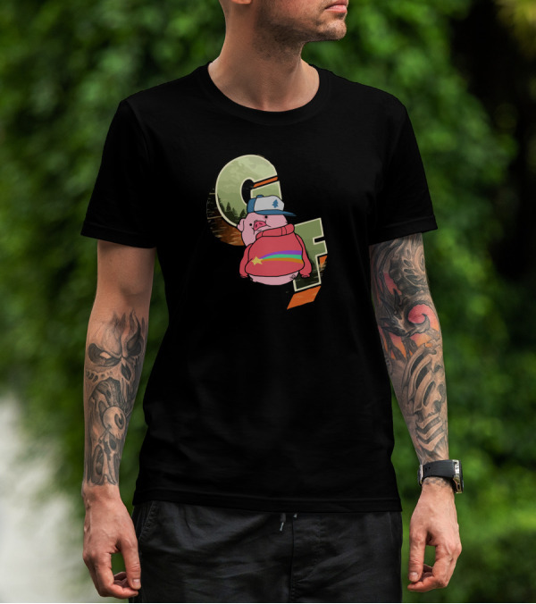 Gravity Falls Waddles Rainbow Sweater GF Letters Forest Background T-Shirt
