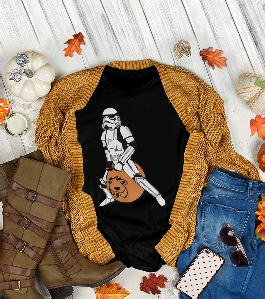 Stormtrooper Riding Orange Spacehopper in Star Wars Crossover T-Shirt