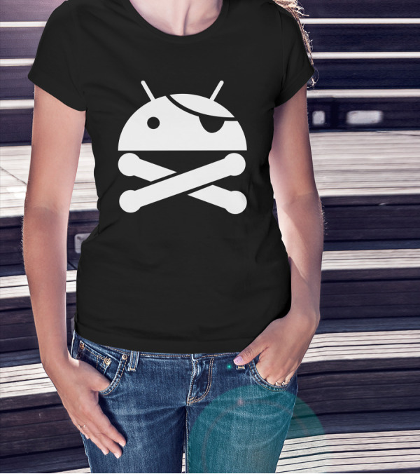 Android Pirate Superuser Icon Skull And Crossbones T-Shirt