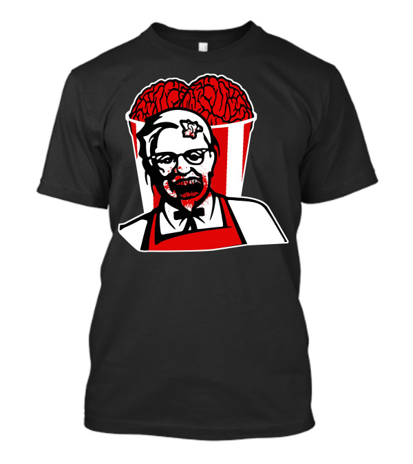 Brains Zombie Blood KFC Logo Parody With Bucket Of Brains T-Shirt