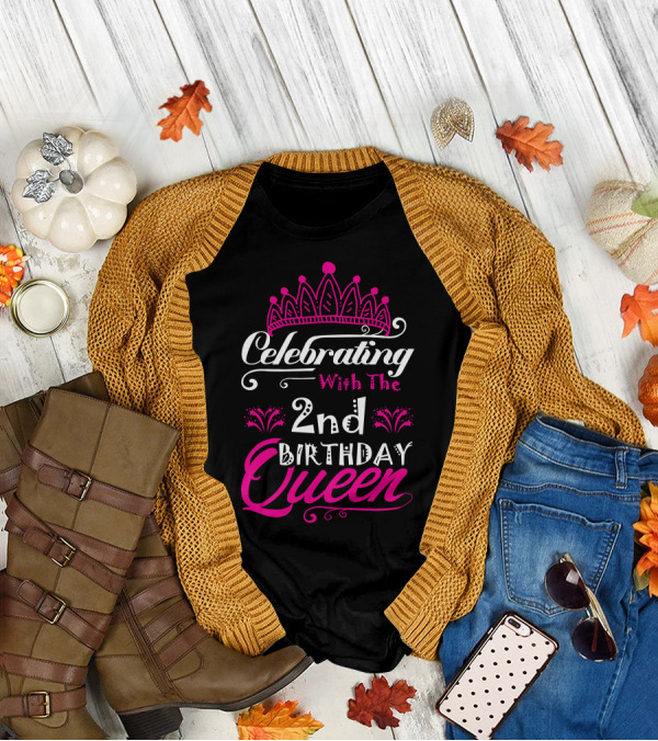 Celebrating With The 2nd Birthday Queen Pink Tiara T-Shirt