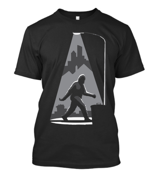 Bigfoot Recent Sighting City Silhouette Scene T-Shirt