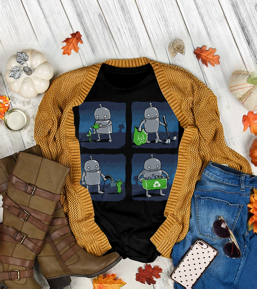 Saving The World One Small Step At A Time Robot Recycling Initiative T-Shirt