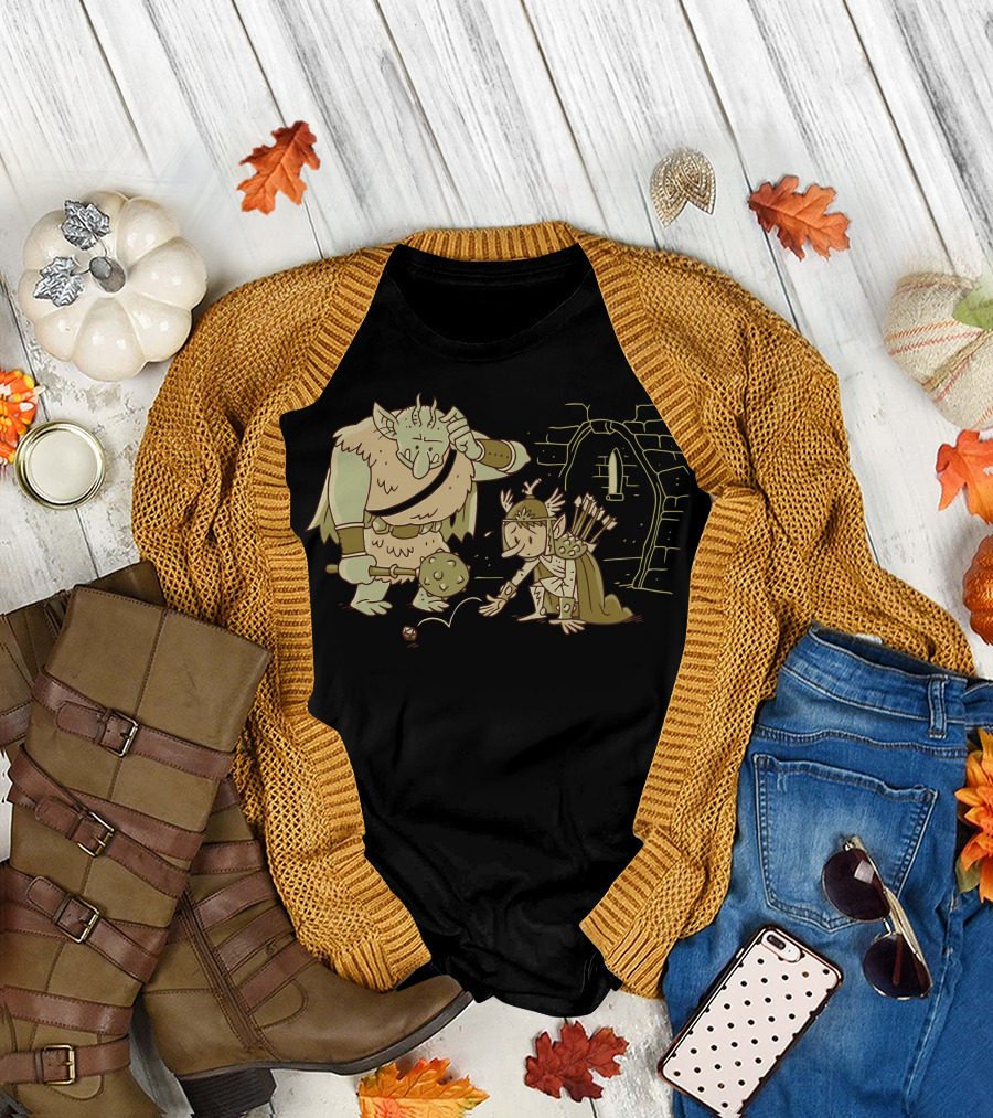 Saving Throw Dungeon Dice Adventure with Goblin and Elf T-Shirt