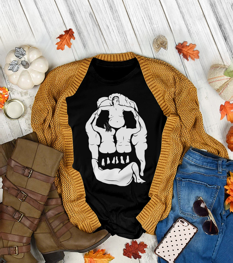 Skull Formation Human Body Illusion T-Shirt