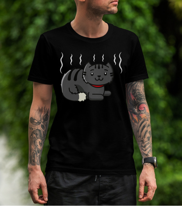 Smelly Cat Cartoon With Steam Waves T-Shirt