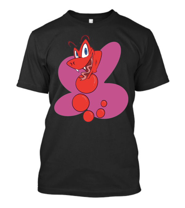 Snake Rattle Cartoon Character With Purple Background T-Shirt