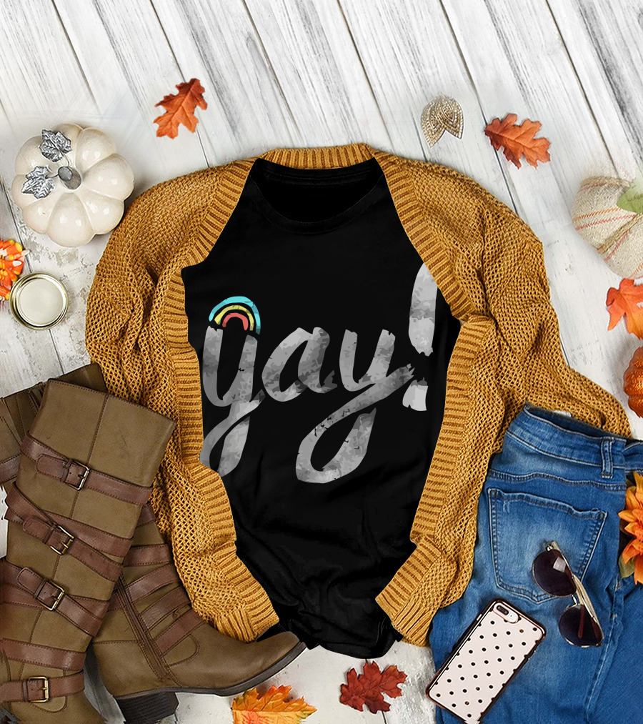 Gay Pride Yay with Rainbow Accent T-Shirt