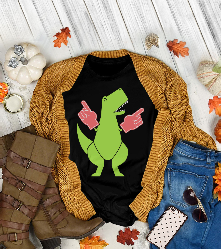 Yay Big Hands Dinosaur with Foam Fingers T-Shirt
