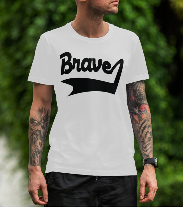 Brave Bold Modern Script Emblem T-Shirt