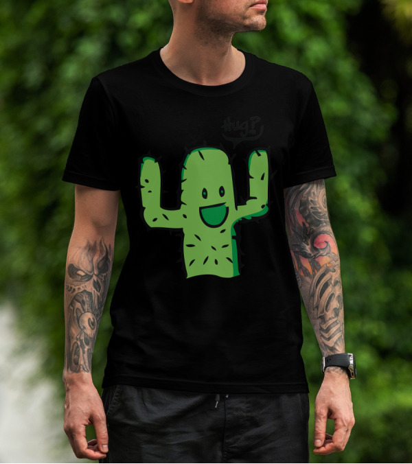Hug? Calin Cactus Fun Green Cartoon T-Shirt