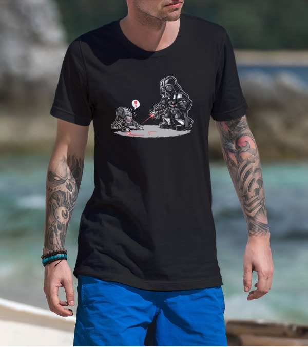 Cat At Loves Lasers Darth Vader Playing With Kitten Iconic Star Wars Scene T-Shirt