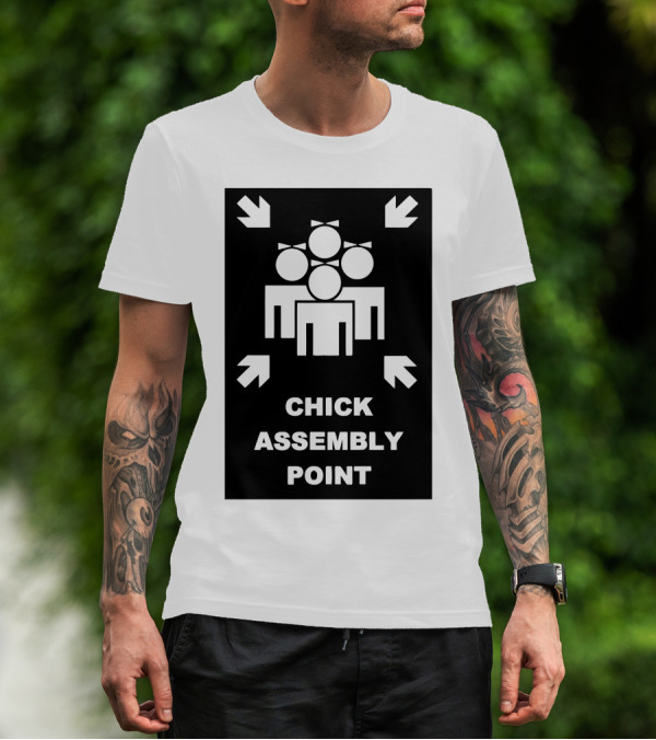 CHICK ASSEMBLY POINT FEMALE GATHERING SYMBOL WITH ARROWS T-Shirt