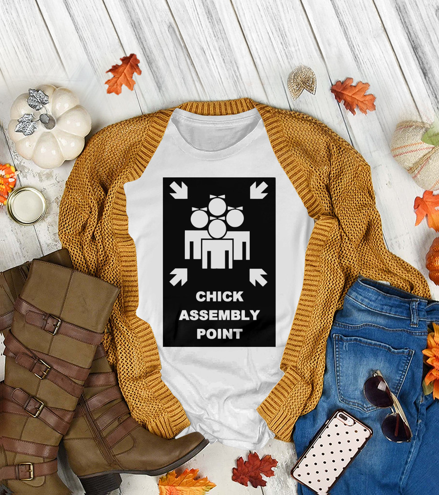 CHICK ASSEMBLY POINT FEMALE GATHERING SYMBOL WITH ARROWS T-Shirt