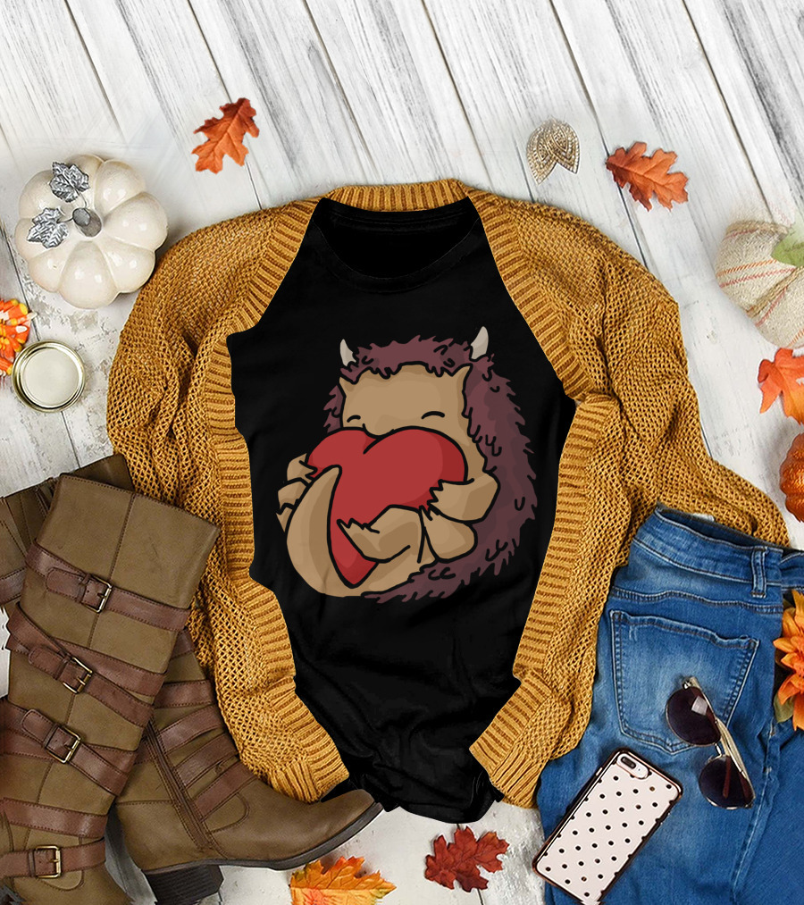 Cuteffluffything Holding Red Heart Creature T-Shirt