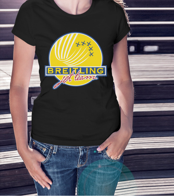 BREITLING Jet Team Logo Airplanes Yellow Circle T-Shirt