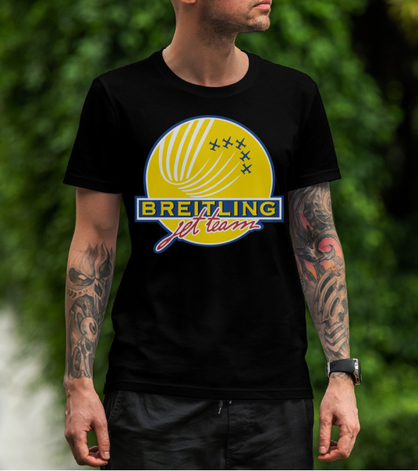 BREITLING Jet Team Logo Airplanes Yellow Circle T-Shirt
