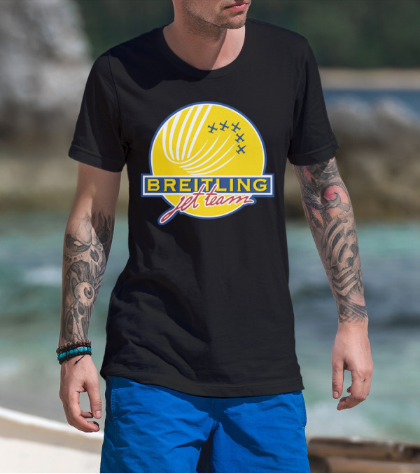 BREITLING Jet Team Logo Airplanes Yellow Circle T-Shirt