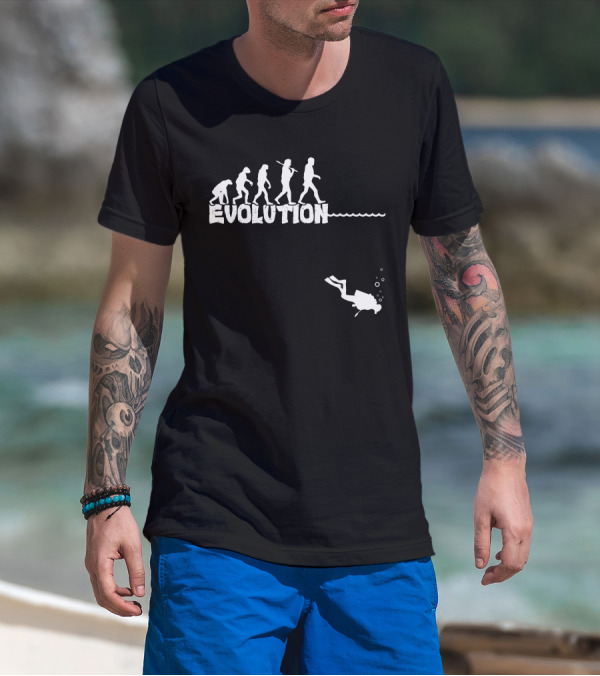 Evolution Of Man With Diver Silhouette Scuba T-Shirt