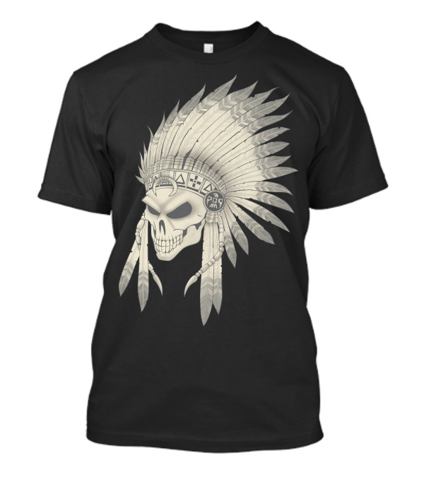 Pencyl Art Indian Skull Feather Headdress T-Shirt