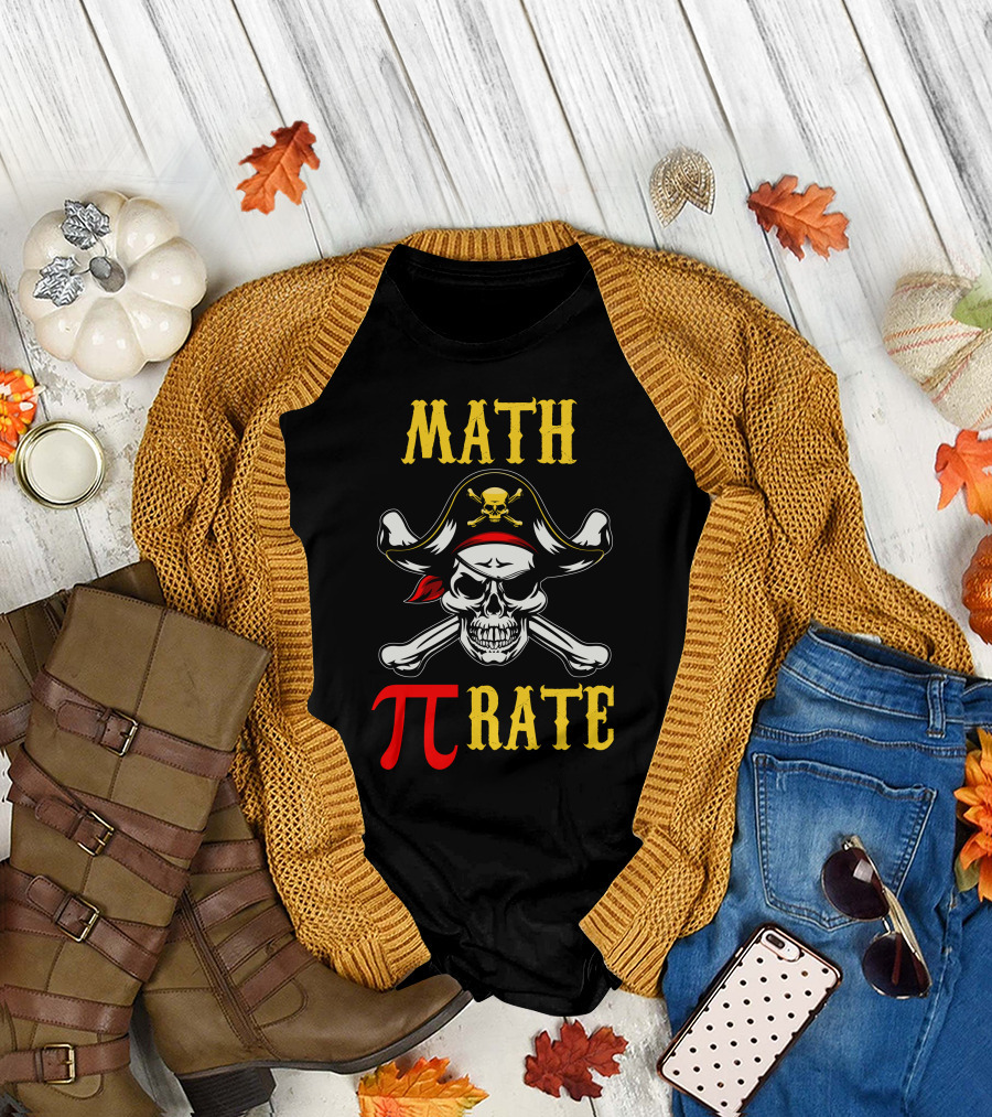 Math Pirate Pi Rate Skull and Crossbones T-Shirt