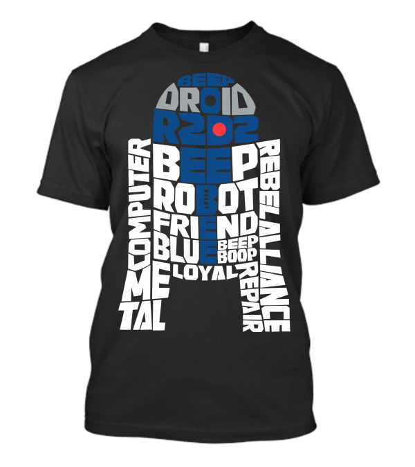 R2D2 Droid Typography Beep Boop Rebel Alliance Repair Computer Robot Friend Loyal Blue Metal T-Shirt