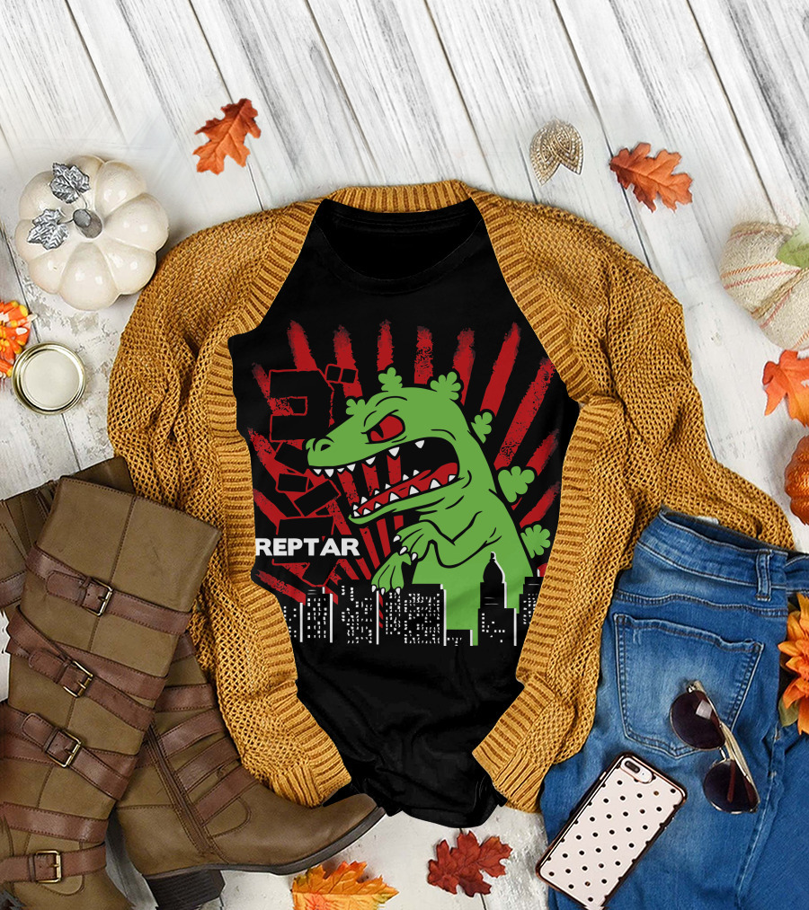 Reptar Rugrats Kaiju Style Urban Skyline T-Shirt