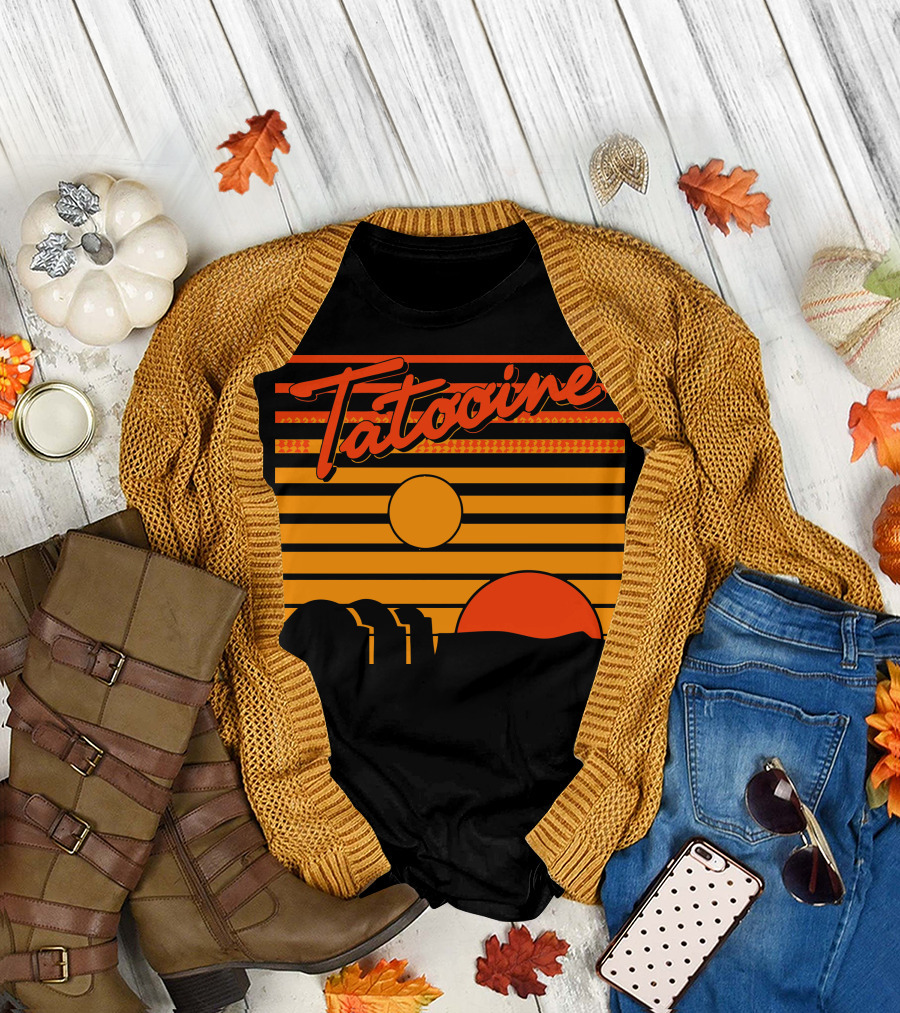 Tatooine Sunset with Twin Suns and Desert Landscape T-Shirt