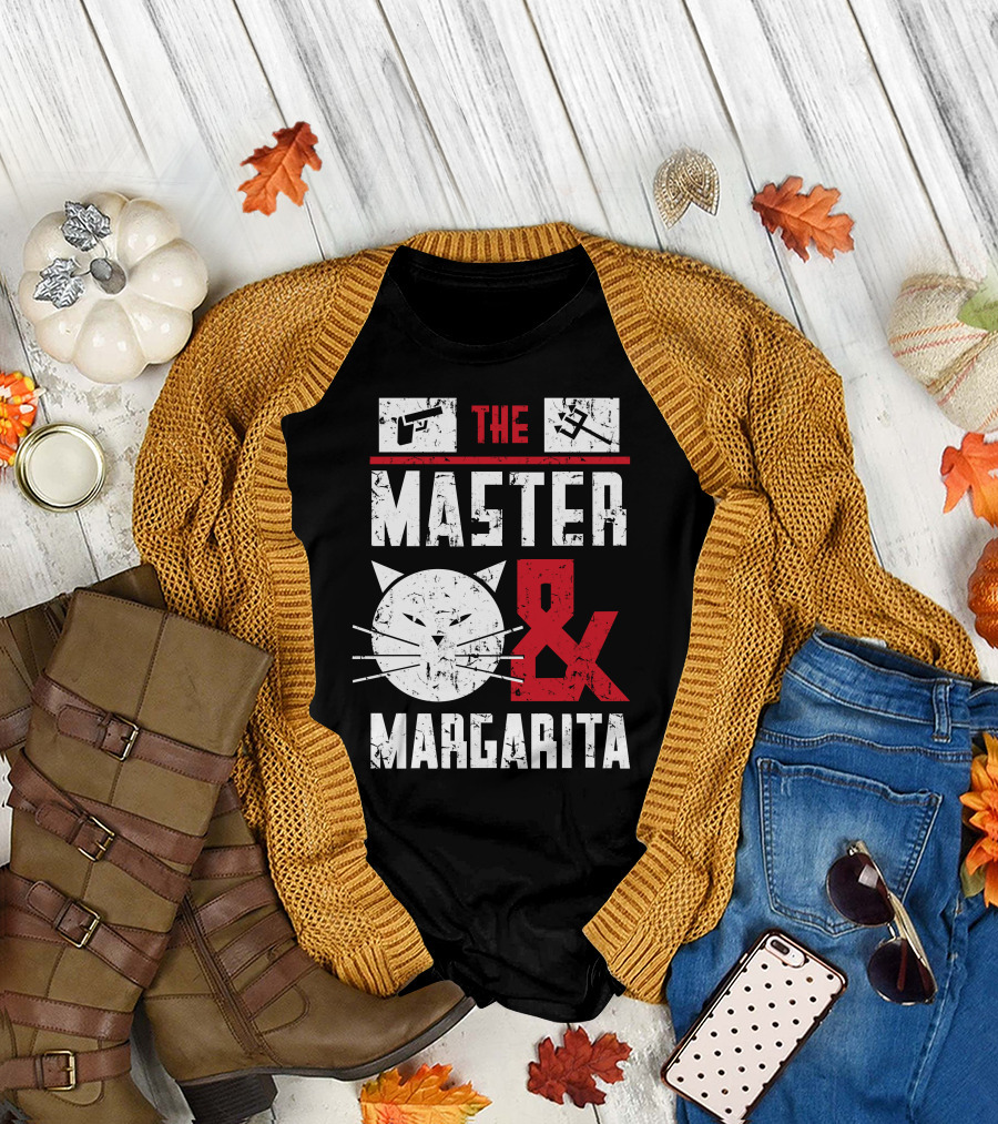 The Master Margarita Cat and Pistol Iconography T-Shirt
