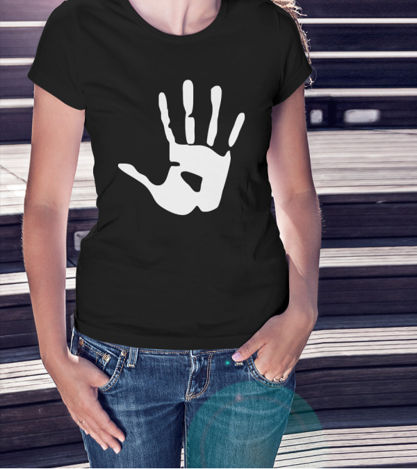 Handprint Sticker Vinyl Decal Iconic White Print T-Shirt