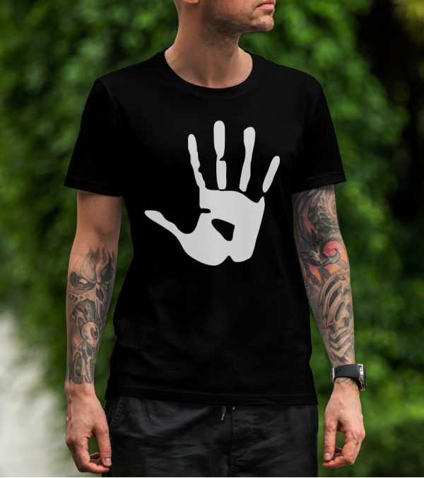 Handprint Sticker Vinyl Decal Iconic White Print T-Shirt