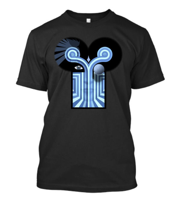Chameleons Vox Optical Illusion Face With Eyes And Blue Abstract T-Shirt