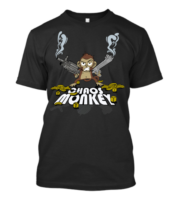 Chaos Monkey Guns Bananas And Smoking Barrels T-Shirt
