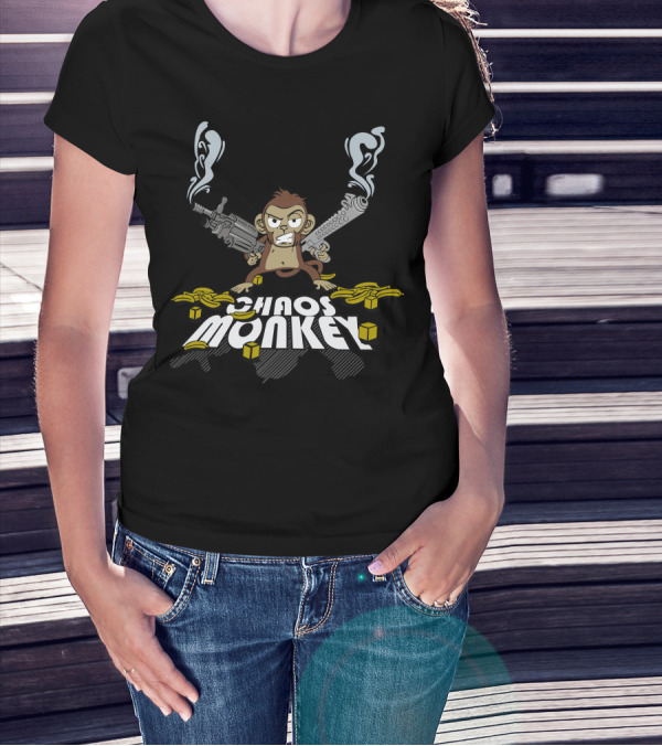 Chaos Monkey Guns Bananas And Smoking Barrels T-Shirt
