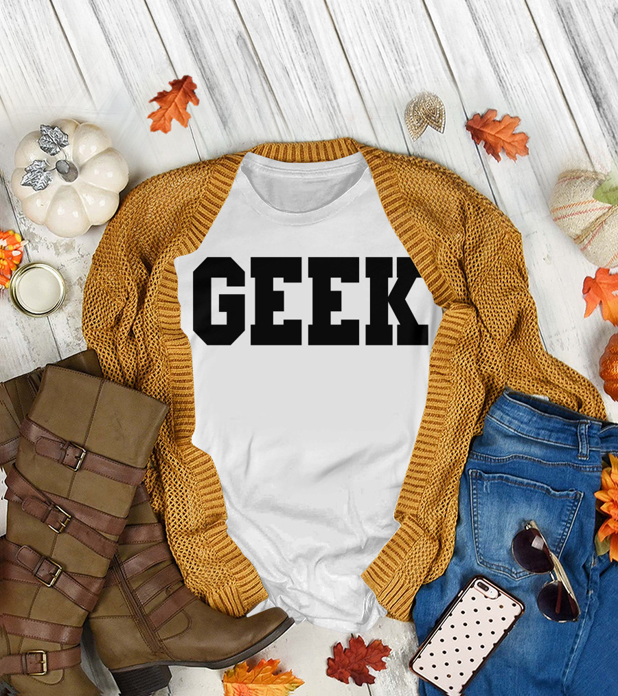 Geometric Bold Geek Block Lettering T-Shirt