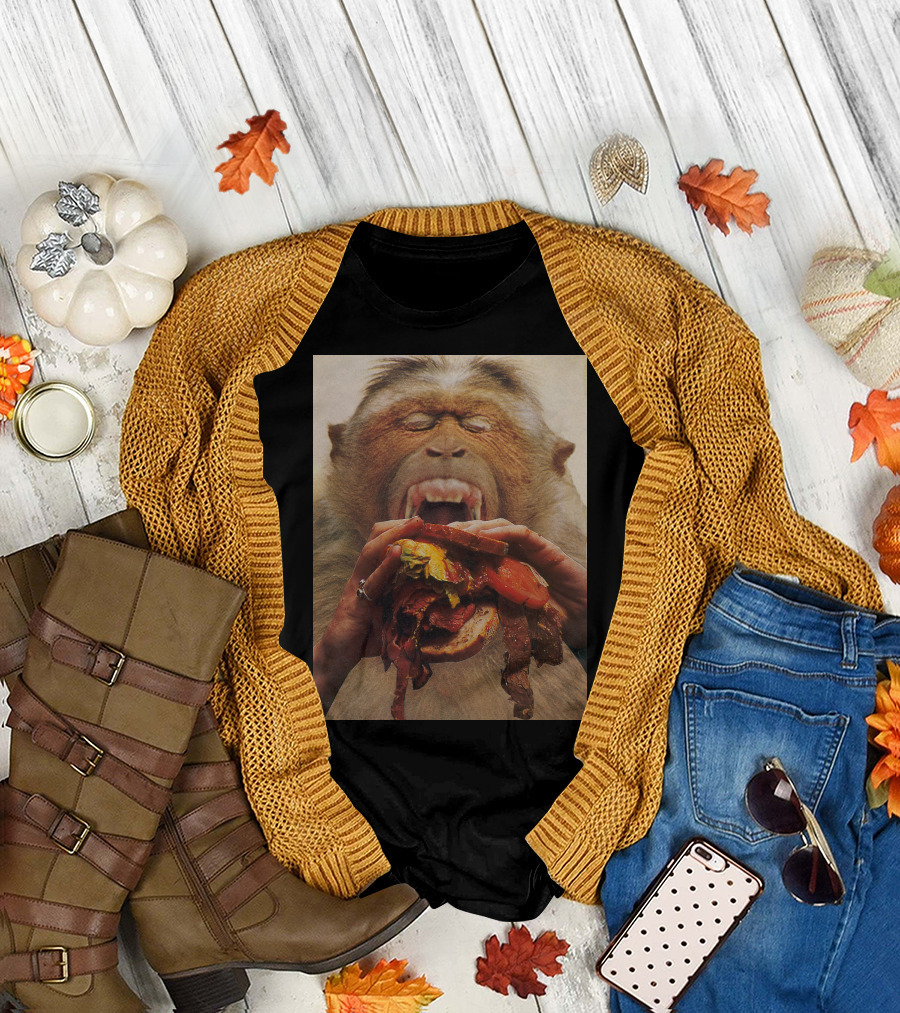 No More Fast Food Monkey Burger Face T-Shirt